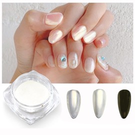 Mirror Pearl Nail Chrome Powder,White Pearl Chrome Nail Powder Nail Art Flakes Decoration Nail Dust Tip Manicure Transparent 1 Box Pearl White Chrome Powder for Nails