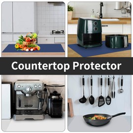 2MM Extra Thick Silicone Mats for Kitchen Counter (23.6 x 15.7 x0.08), Coffee Mat for Kitchen Island Heat-Resistant, Non-Slip Desk Protect Mat, Multipurpose Countertop Protector,2Set (Deep Blue)