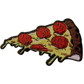 Pepperoni Pizza Patch Slice Italian Fast Food Retro Embroidered Applique Iron On Sew On Emblem