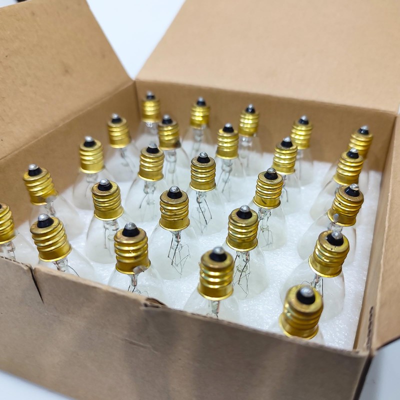25 Pack Candle Light Bulbs, C26 Clear Torpedo Tip Candelabra
