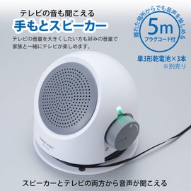 Asahi Denki Kasei 2 ANS-302 Speaker on Hand to Hear the Sound of TV White