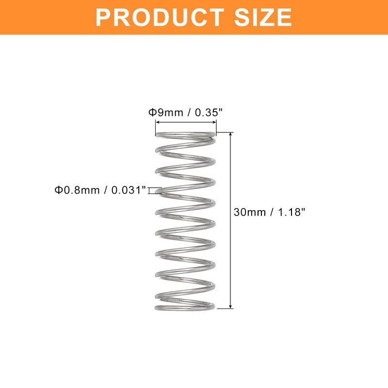 QUARKZMAN Pack of 5 Compression Springs, 0.8 x 9 x