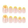 Yellow French Press on Nails with Flower Designs Short Oval