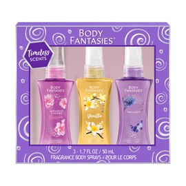 Body Fantasies Body Spray Holiday Gift Set for Her - 3 Piece Timeless Scents Sampler, Perfect for Stocking Stuffers