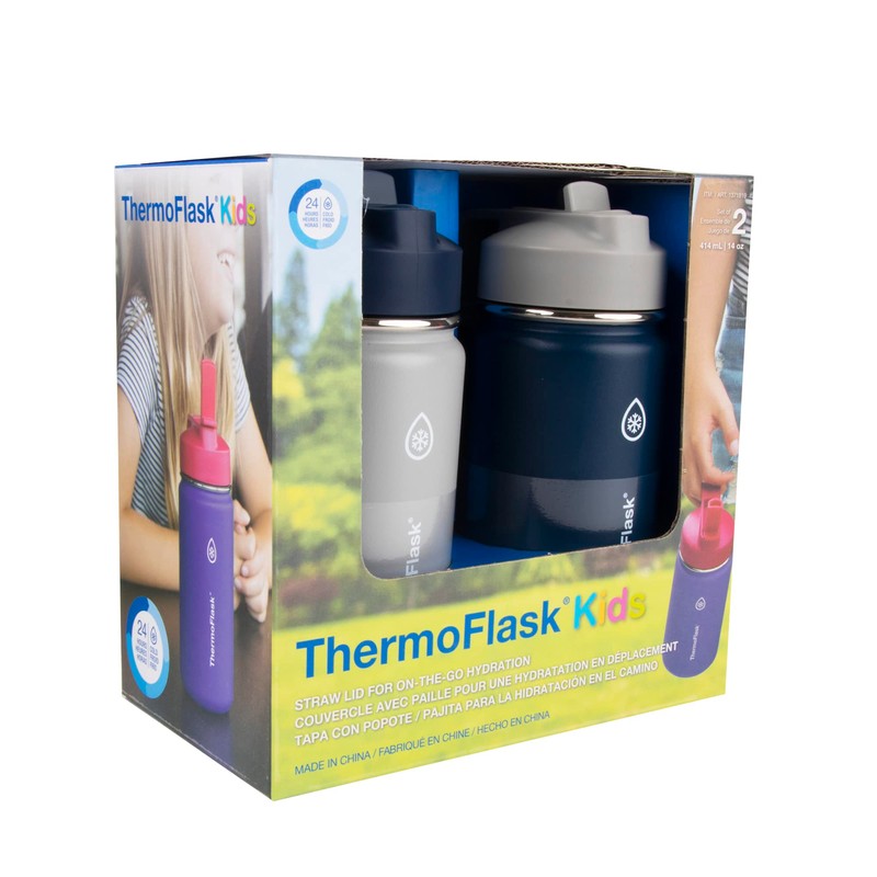 ThermoFlask Kids Bottle with Straw Lid - Durable & Dishwasher-Safe