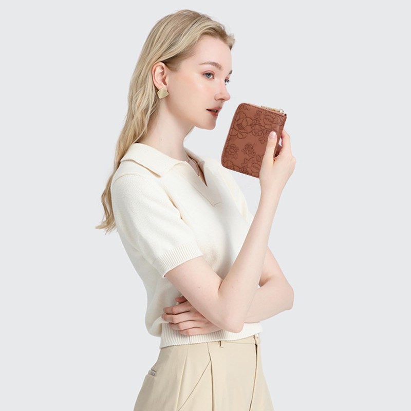SENDEFN Credit Card Holder Wristlet Woman Wallets RFID Blocking Zipper