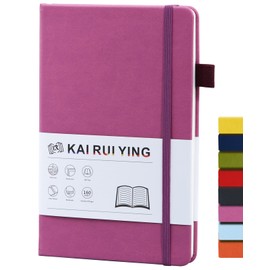KaiRuiYing Lined Journal Notebook with Pen Holder, 160 Pages, 5.5'' × 8.6'' Medium Size A5-100 GSM Thick Paper, for Writing, Work, Office, Leather Hardcover