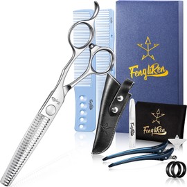 Fengliren High-end Professional Hair Cut Thinning Scissors Hair Cutting Teeth Shears Barber Hairdressing Texturizing Scissor Extremely Very Sharp 6.3 Inch Dynamic Stainless Steel Alloy For Men Women