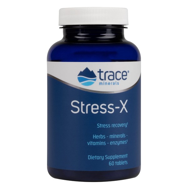 Trace Minerals | Stress-X Stress Buster with Magnesium | Natural Dietary Supplement | Herbs, Minerals, Vitamins, Enzymes | Gluten Free | 60 tablets