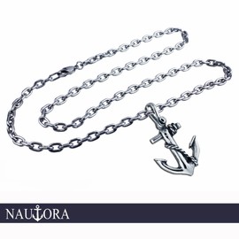 NAUTORA Anchor Necklace - Solid Heavyweight Anchor Pendant Crafted in Sterling Silver with 24" Necklace Chain