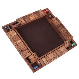 GSE Games & Sports Expert 1-4 Player Wooden Shut The Box Board Game with 8 Dice. 4-Way 12 Numbers Shut The Box Dice Set of Popular English Pub Board Game - Walnut