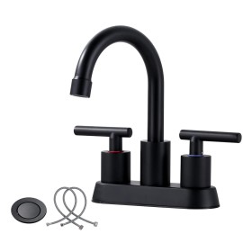 Sanitary Ware Matte Black Bathroom Faucet 4 Inch Centerset Two Handles Basin Lavatory Mixer Tap for Vanity SinkColor: NICKEL, Surface Finishing: Nickle