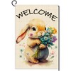 Exun Welcome Easter Garden Flag Double Sided 12×18 Inch Bunny