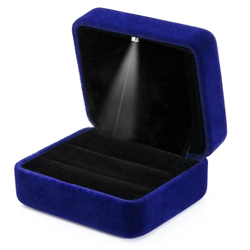 GBYAN 2 Slots Ring Box with LED Light for Wedding