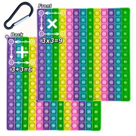 Maths Pop It, Multiplication Pop It 12x12 With Hook, Times Table Poppet 12x12, Times Table Pop It, Push Pop Bubble Sensory Fidget Toys Rainbow Fidget Toys Stress And Anxiety Relief Toys(Both Sides)
