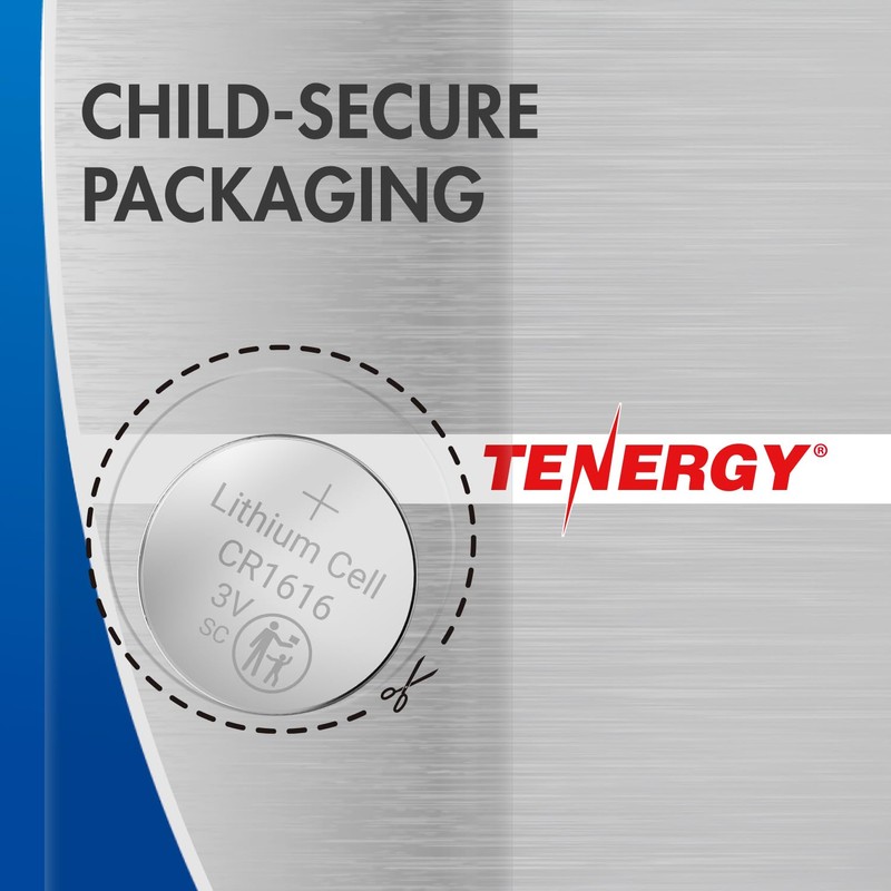 Tenergy CR1616 3V Lithium Cell Batteries, for Keys, Handheld Game
