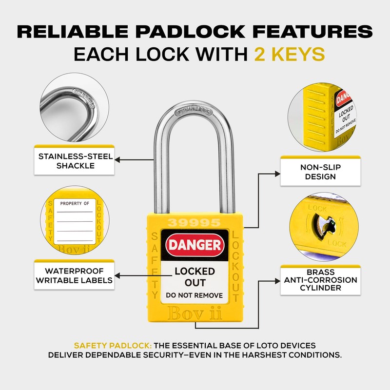 Boviisky Lockout Tagout Locks Sets, 10 Yellow Lockout Tagout Safety