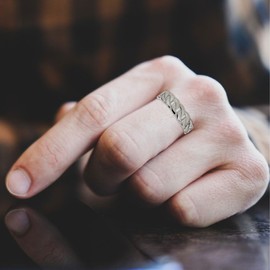 Auriselle Men's Geometry Texture Ring, Open Adjustable Retro Punk Gothic Jewellery, Viking Unisex Vintage Party Birthday/Christmas Gift for Men Boys Women, Alloys