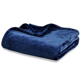 Berkshire Blanket Classic VelvetLoft® Solid Throw Blanket, Lightweight Soft Fuzzy Plush Throw Blanket for Bed and Couch, Dress Blues, 50x60 Inches