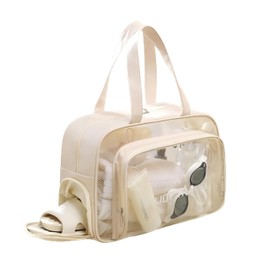FLORPERRY Transparent Storage Bag, Makeup Pouch, Wet and Dry Separation, Fitness Wash Bag, Cosmetic Pouch, Large Capacity, Makeup Pouch, Waterproof Travel Bag, Portable Cosmetic Bag, Vanity Pouch,