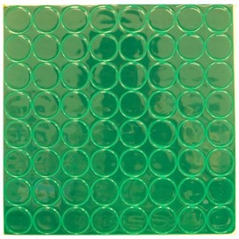 1 Sheet of Dark Green Super Reflective Vinyl Safety Indicator Sticker with Adhesive Backing, 1" Diameter, 64 Hot Dots per Sheet, A-6437 (Photo Shows This Item is for one Sheet only.)