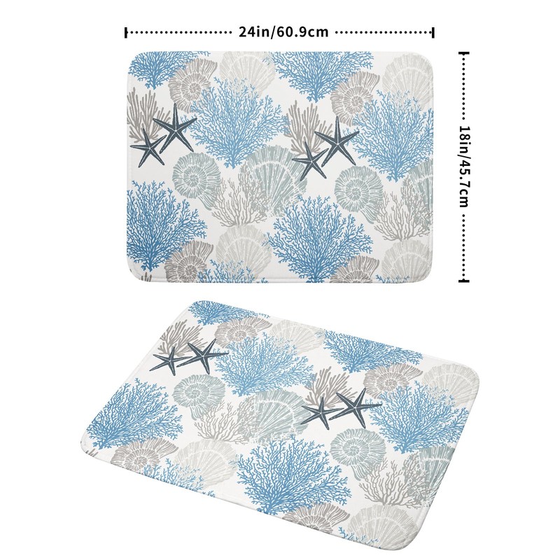 Coastal Blue Gray Dish Drying Pad 18 x 24 Inch