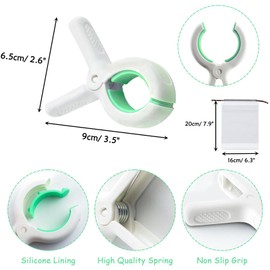 QOPAHI 6pcs Towel Clips for Sun Loungers Large Strong Grip Clothes Pegs Non-Slip Towel Pegs for Sun Lounger Washing Line Laundry Pool Chairs Sunbeds, with Drawstring Organizer（Green）