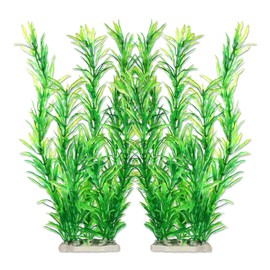 CAPASTEC Large Aquarium Plastic Plants, Tall Aquarium Plants, Big Aquarium Plastic Plants for Fish Tanks Decor, 12.60" Height (Green, 2pcs)