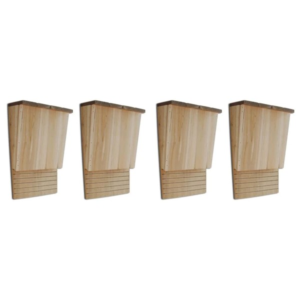'vidaXL Wooden Bat Houses, Set of 4, Durable Natural Wood Bat Nest Boxes with Metal Hook, Easy Installation, Perfect for Garden Environment'.