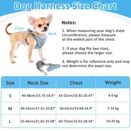 Plliocse Dog Harness and Lead for Walking, Escape Proof Vest Harnesses with Reflective Strips, Step-in Dog Harness for Small Dogs with1.5M Leash (Blue, S)