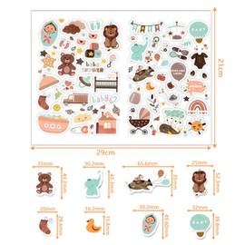 Baby Scrapbook Stickers,4 Sheets Sticker Baby Album Baby Shower Stickers Various Patterns Baby Scrapbook Cartoon Stickers for Photo Album Baby Girl Boy DIY Birthday Party Invitation Cards Kids Gift