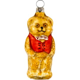 MAROLIN Glass Ornament 'Bear with Vest' Patinated