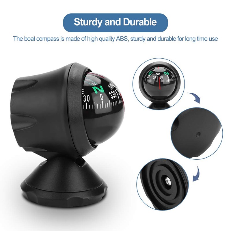Car Compass, Ship Compass, Adjustable Electronic Compass for Boat Navigation,