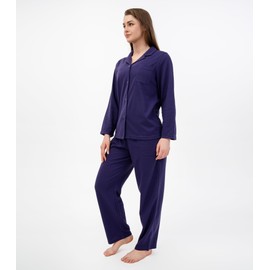DAVID ARCHY Womens Waffle Knit Pajamas Set Soft Long Sleeve 2 Pieces Sleepwear Button Down Lounge Sets with Pockets (M, Purple)