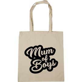 Hippowarehouse Mum of boys (PRINTED ON AN ANGLE) Tote Shopping Gym Beach Bag 42cm x38cm, 10 litres
