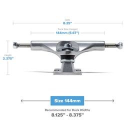 [CCS] Skateboard Trucks Bundle | Set of 2 | Professional Grade | Steel | All-in-One Skate Tool | 1" Mounting Hardware Included (Raw, 144mm)