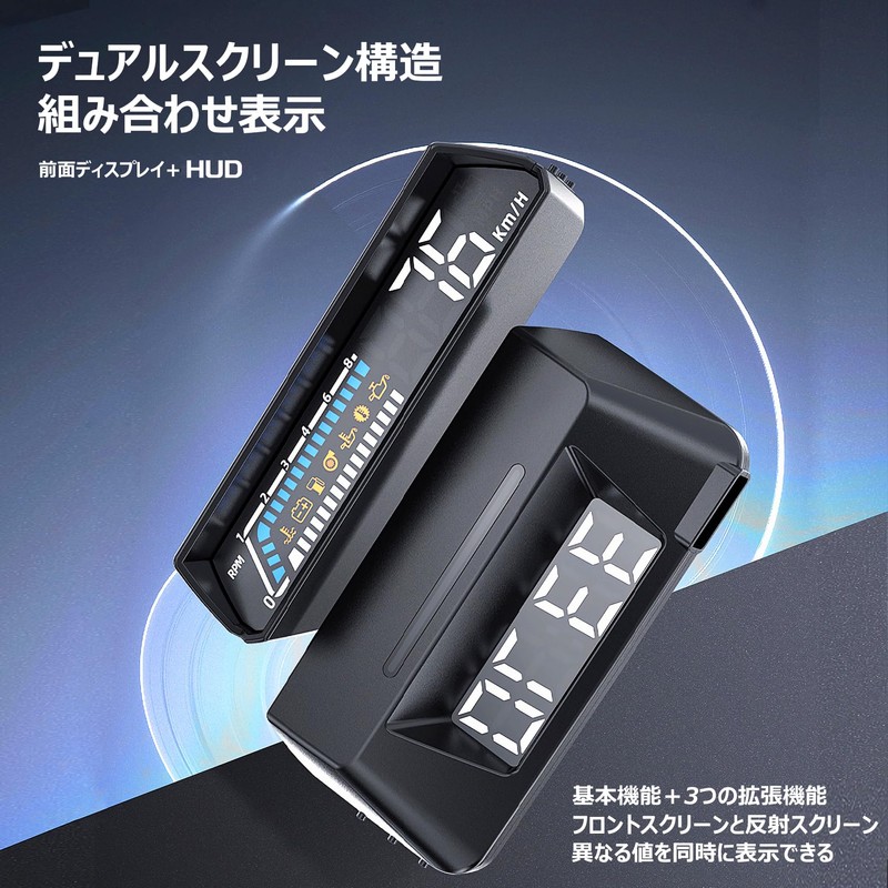 GIGC Car Head Up Display, OBD2 Meter, Tachometer, Multimeter, Alarm