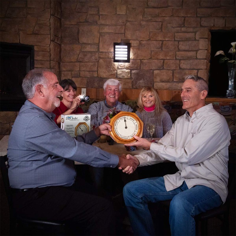 DayClocks Classic Week-Day Wall Clock with Solid Wood-Round Frame –