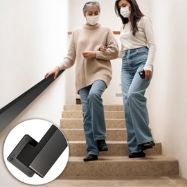 Handrails - for Indoor Stairs/Stair Railing Indoor 2FT, Black Metal Staircase Hand Rail/Modern Industrial Wall Mounted Wrought Iron Handrail for Elderly Children (Black,2FT)