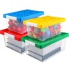 Vicenpal 4 Pack Toy Storage Containers with Lids Brick Shaped