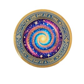 Cosmic Star Universe Spiral One Day at A Time Medallion Serenity Prayer Coin