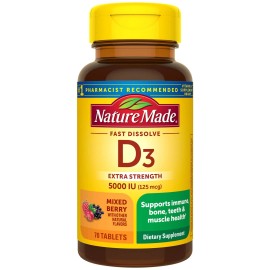 Nature Made Extra Strength Vitamin D3 5000 IU (125 mcg), Vitamin D Supplement for Bone, T...