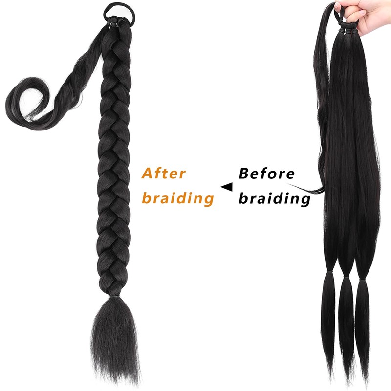 BOBIYA Long Braided Ponytail Extension 30 Inch Pre stretched Braiding