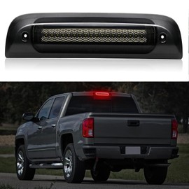 Aliminyy LED Third 3rd Brake Light For 2014-2018 Chevy Silverado GMC Sierra 1500 2500HD 3500HD Center High Mount Brake Light Rear Cargo Lamp Tail Light (Chrome Housing+Smoked Lens)