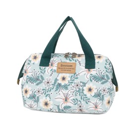 Smrcom Makeup Bag Cosmetic Bag For Women Girl Travel Makeup Bag Toilet Bag Zipper Organizer Bag Waterproof (Green white flower)