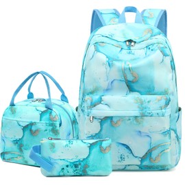 LOIDOU Backpack for Teen Girls Bookbags School Backpack with Lunch Box and Pencil Case 3 in 1 School Bags Set