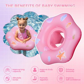 COHHME Baby Swimming Float Baby Swimming Ring with Safety Seat Baby Swimming Pool Floats Portability Dual Inflation Valves Inner and Outer Rings for Babies Toddlers Infant Training