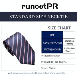 RunootPR - Corbata de microfibra para hombre, diseño clásico de lunares, a rayas, diseño de cachemira, para boda, fiesta de negocios, regalo, Blue Pink-stripe N007g, 57"
