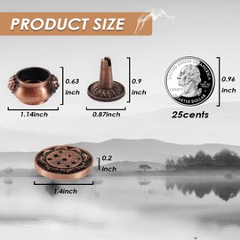 HOKPA Incense Burner, 3Pcs Red Copper Cone Holder Bowl-Shape Incense Burner for Joss Stick, Tower Incense, Incense Coil (3 Styles)