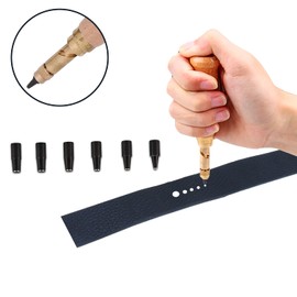 Trimming Shop Automatic Hole Punch Cutter Tool Book Drill with 6 Tips Size 1.5mm - 4mm for Sewing DIY Leathercrafts, PVC Banner, Paper Crafts, Bookbinding
